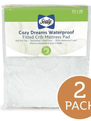 Sealy Cozy Dreams Waterproof Fitted Crib Toddler Mattress Pad - 2pk