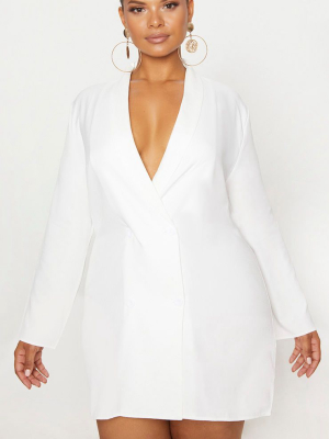 Plus White Oversized Blazer Dress