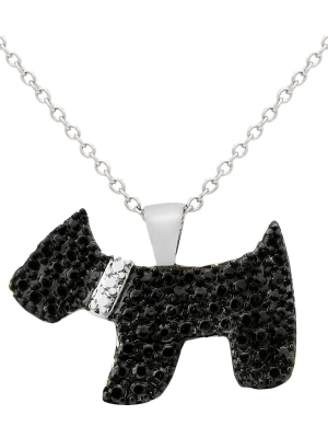 0.01 Ct.t.w. Round-cut Black Diamond Accent Prong Set Dog Silver Plated Pendant Necklace (18")