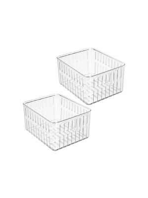 Mdesign Vented Fridge Storage Bin For Fruit, Vegetables, 2 Pack - Clear