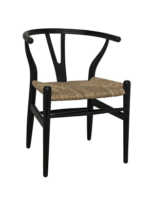 Noir Zola Black Chair With Rush Seat