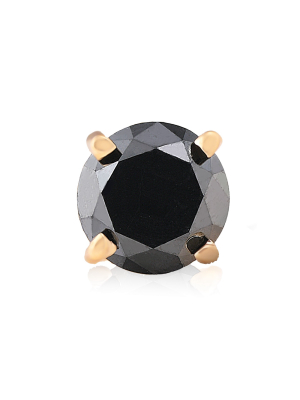 Pompeii3 3/4ct Black Diamond Single Stud Earring 14k Yellow Gold