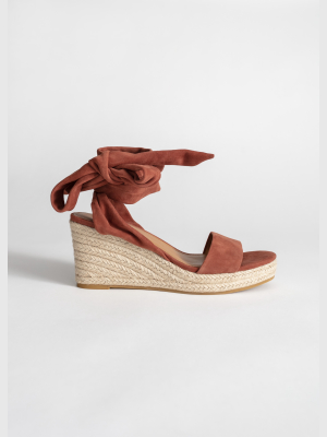 Suede Lace Up Espadrille Wedges