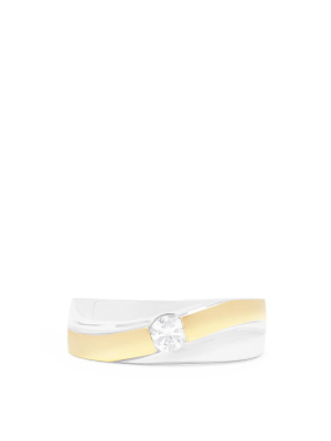 Effy Men's 14k White And Yellow Gold Diamond Ring, 0.32 Tcw