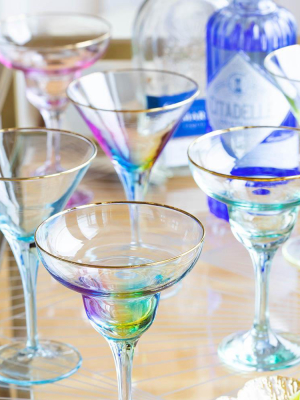 Vietri Rainbow Margarita Glass - Turquoise