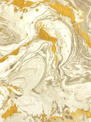 Marbled Wallpaper In Gold From The Precious Elements Collection By Burke Decor