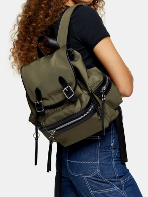 Khaki Nylon Backpack