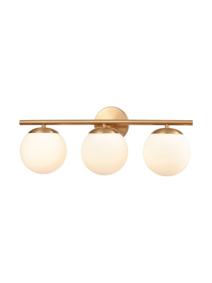 Hollywood Blvd. 3-light Vanity Light In Satin Brass With Opal White Glass