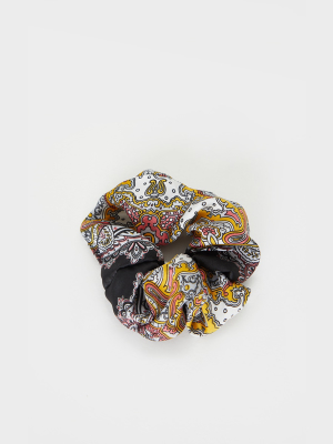 Black Multi Scarf Print Scrunchie