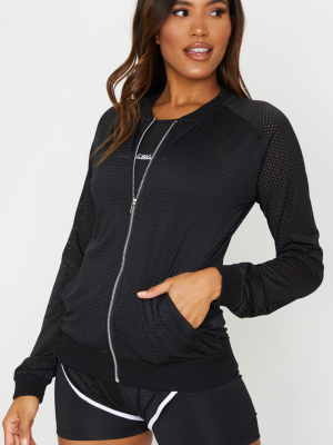 Prettylittlething Black Airtex Running Jacket