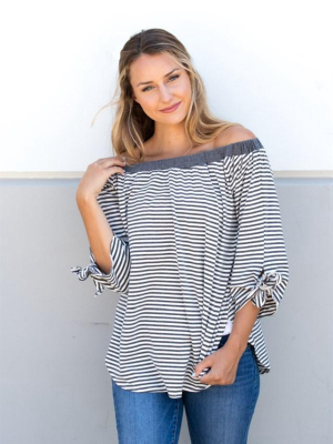 Stripe Off Shoulder Top