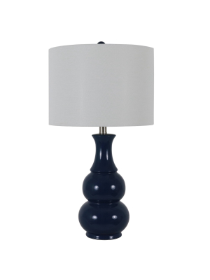 26" X 14" Harper Ceramic Table Lamp Indigo Blue - Decor Therapy