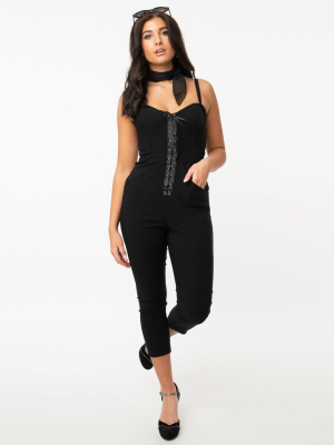 Unique Vintage Black Corset Delaney Jumpsuit