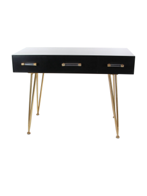 Modern 3 Drawer Console Table Black - Olivia & May