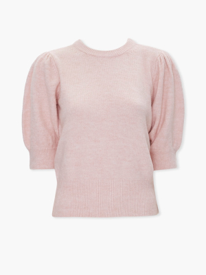 Sweater-knit Puff-sleeve Top