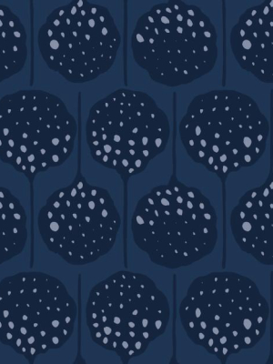 Lily's Pad Wallpaper In Moody Blues By Anna Redmond For Abnormals Anonymous