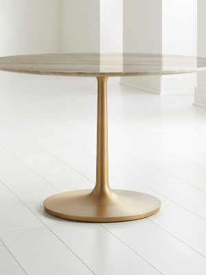 Nero 48" Brown Marble Dining Table With Brass Base