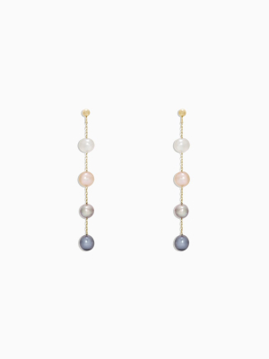 Effy 14k Yellow Gold Multi Color Cultured Pearl Earrings