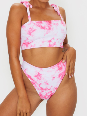 Petite Pink Washed Super High Leg Bikini Bottom