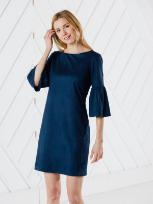 Faux Suede Bell Sleeve Dress (two Colors)