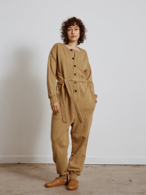 French Terry Jumpsuit In Vintage Khaki