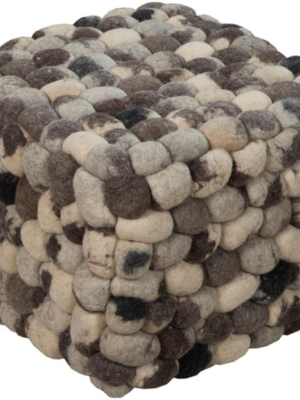 Flagstone Wool Pouf In Charcoal And Taupe Color