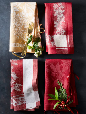 Holiday Floral Jacquard Napkins, Set Of 4