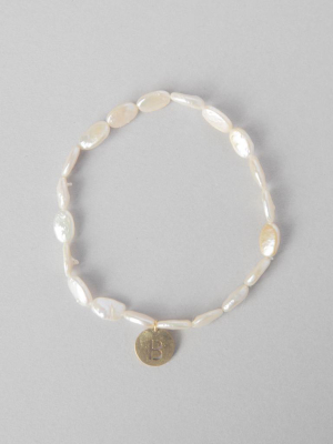 Fresh Water Pearl Anklet With Personalized Disk Initial