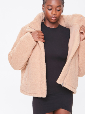 Faux Shearling Zip-up Coat