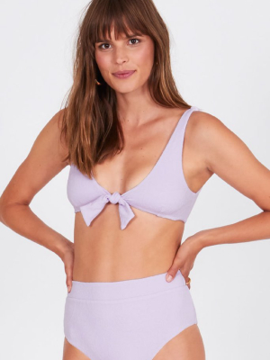 Quinn Front Knot Bralette Bikini Top - Lilac Purple