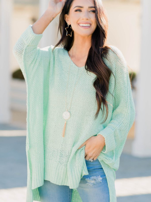 Don't Waste A Moment Mint Green Oversized Sweater