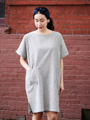 Oversized Pocket Dress, Grey Shima