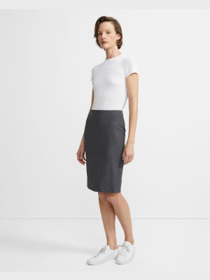 Stretch Wool Pencil Skirt