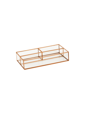 10"x5"x2" 3 Compartment Vertical Glass & Metal Vanity Organizer Copper Finish - Threshold™