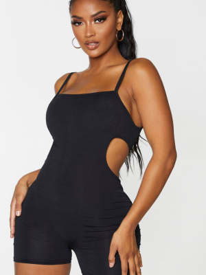 Shape Black Slinky Cut Out Side Unitard