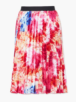 Plus Size Tie-dye Pleated Skirt