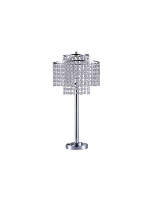 26" Antique Metal Table Lamp With Crystals And Usb Port Silver - Ore International