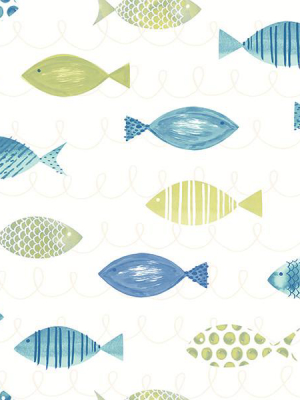 Key West Green Fish Wallpaper From The Seaside Living Collection By Brewster Home Fashions