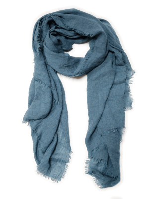 Lightweight Frayed Scarf - Teal