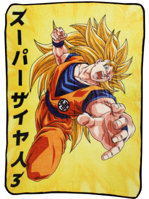 Just Funky Dragon Ball Z Goku Super Saiyan 3 Japanese Fleece Throw Blanket