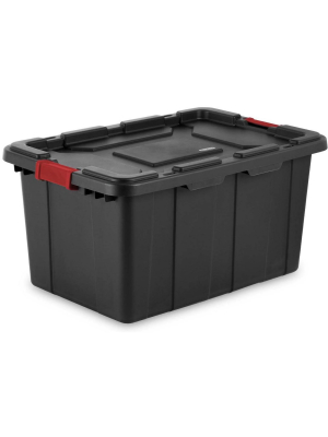 Sterilite 27-gallon Durable Rugged Industrial Tote W/red Latches, Black (8 Pack)