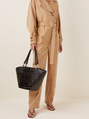 Croc-effect Leather Tote