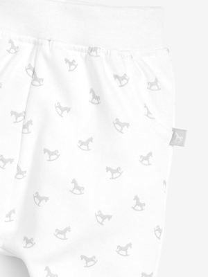 Comfy Rocking Horse Print Pant - White