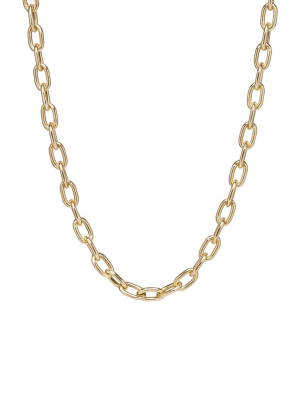 Men's 14k Gold Extra Large Square Oval Link Chain Necklace
