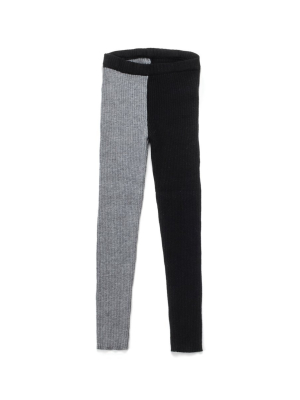 Nununu 1/2 & 1/2 Knit Leggings - Black/heather