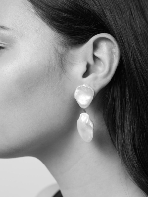 Petal Pearl Drop Earrings | Sterling Silver