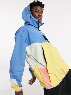 Grimey Nylon Windbreaker With Panels In Blue And Yellow