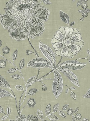 Shimmer Floral Wallpaper In Grey And Black By Seabrook Wallcoverings