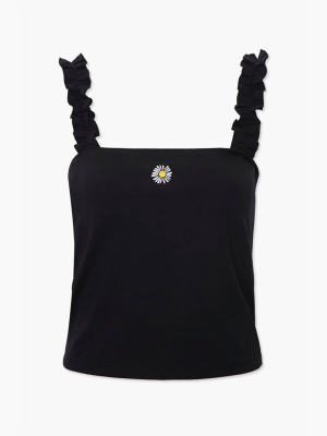 Embroidered Daisy Tank Top