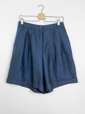 Igwt Vintage - Linen Pleated Shorts / Navy